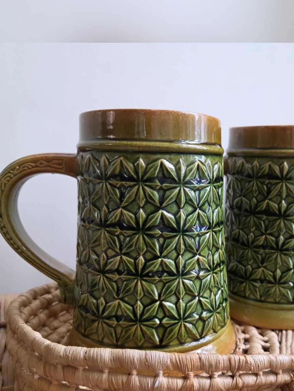 Set of 2 Vintage West Germany Beer Steins | Model 7453 Stoneware Mugs